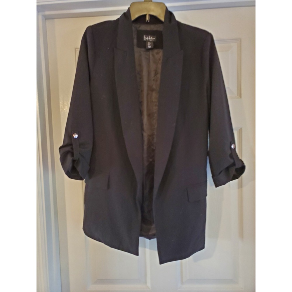 Nicole Miller Black Open Front Blazer